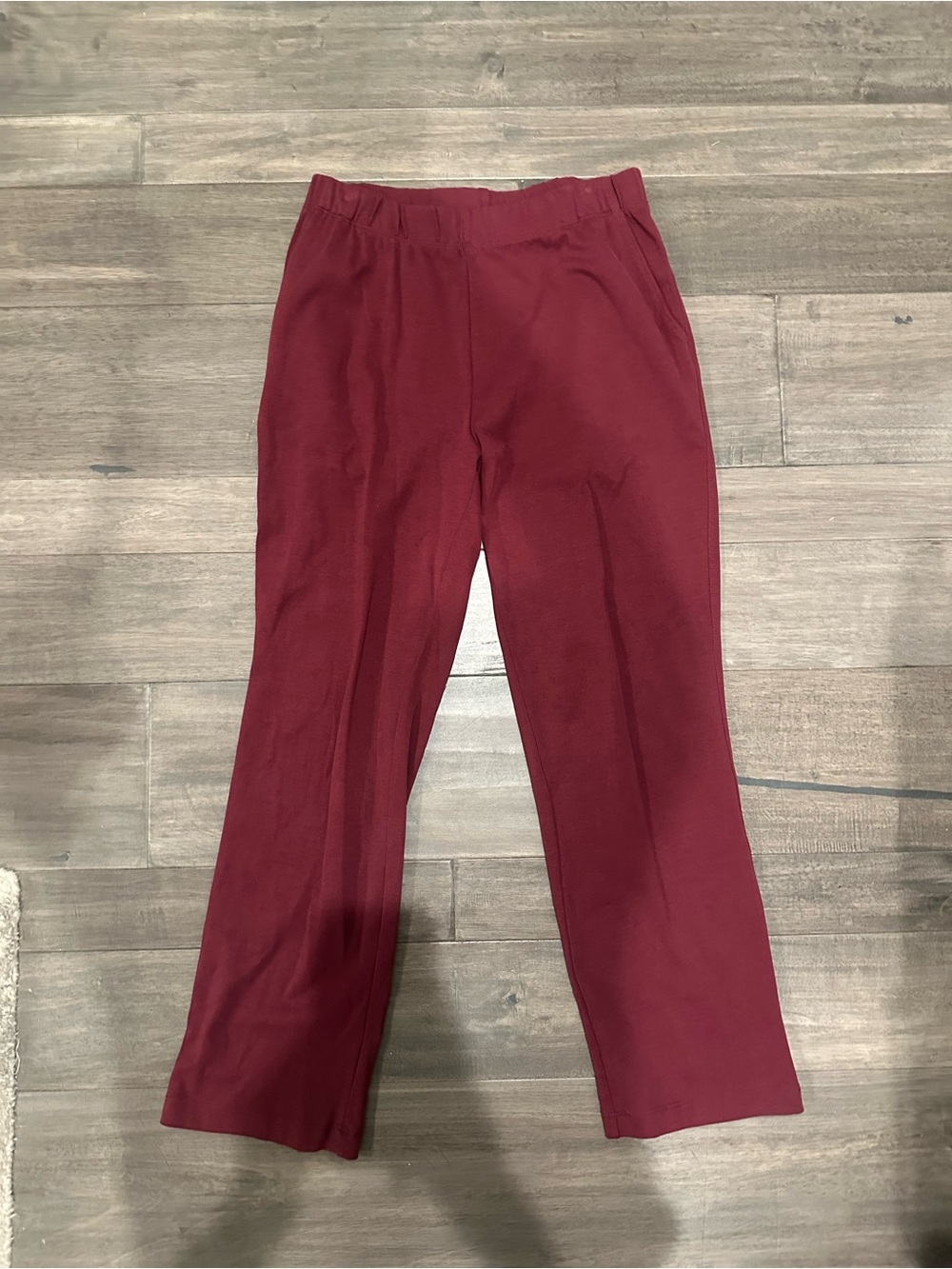 Lands' End Women's Maroon Straight-Leg Pull-On Pants